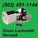 Green locksmith Norwalk logo