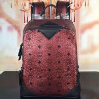 MCM Small Duke Visetos Backpack In Burgundy image 1