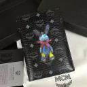 MCM Rabbit Visetos Leather Card Holder In Black logo