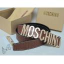 Moschino Logo Buckle Large Plaid Leather Belt logo