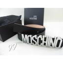 Moschino Logo Buckle Large Embossed Leather Belt logo