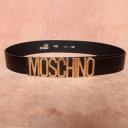 Moschino Logo Buckle Large Cow Leather Belt Black logo