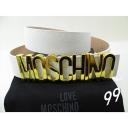 Moschino Logo Buckle Large Embossed Leather Belt logo