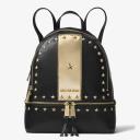 Michael Kors Rhea Zip Studded Backpack Black/Gold logo