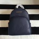 Michael Kors Abbey Leather Backpack Navy Blue logo