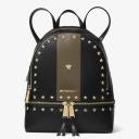 Michael Kors Rhea Zip Studded Backpack Black/Olive logo