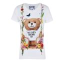 Moschino Botanical Bear Sleeves Slim T-Shirt White logo