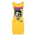 Moschino Powerpuff Girls Sleeveless Dress Yellow logo