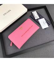 Prada Lettering Logo Saffiano Wallet In Pink image 1