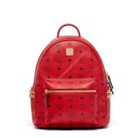 MCM Small Stark Side Studs Visetos Backpack In Red image 1
