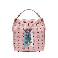 MCM Visetos Stripe Rabbit Drawstring Bag In Pink image 1
