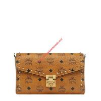 MCM Outline Studded Visetos Crossbody In Brown image 1