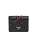 Prada 1MV204 Quilted Leather Wallet In Black logo