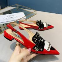 Prada Patent Studded Sling Flat Slingback In Red image 1