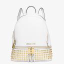 MICHAEL Michael Kors Rhea Studded Backpack White logo