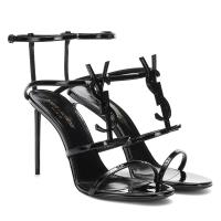 Saint Laurent Cassandra Sandals In Patent Black image 1