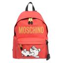 Moschino Pudgy Women Large Leather Backpack Red logo
