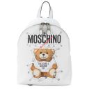 Moschino Safety Pin Teddy Medium Backpack White logo