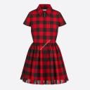 Dior Fringed Dress In Check Motif Wool Red logo