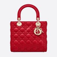 Lady Dior Lambskin Bag Red image 2