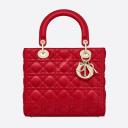 Lady Dior Lambskin Bag Red logo