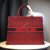 Dior Oblique Book Tote in Embroidered Canvas Red image 1