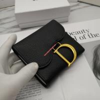 Mini Dior Saddle Calfskin Trifold Wallet Black image 1