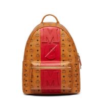 MCM Medium Stark Logo Stripe Backpack In Brown image 1