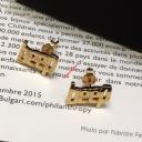 Celine Alphabet beep Studs Earrings In Brass logo