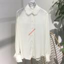 Celine Frill Collar Loose Shirt In Silk White logo