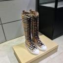 Burberry House Check Canvas Knee-high Boots logo
