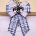 Burberry Check Bow-knot Brooch In Light Blue logo