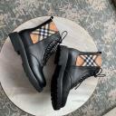 Burberry Vintage Check Detail Leather Boots Beige logo
