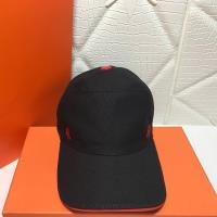 Hermes H Canvas Baseball Cap In Black/Red image 1