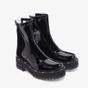 Fendi Biker Ankle Boots In Glossy Leather Black logo