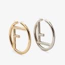 F is Fendi Hoop Earrings In Metal Gold/Palladium logo