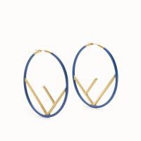 F is Fendi Hoop Earrings In Enameled Metal Blue image 1