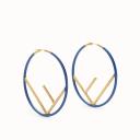F is Fendi Hoop Earrings In Enameled Metal Blue logo