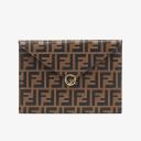F is Fendi Large Flat Pouch In FF Calf Leather  logo