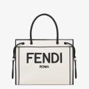 Fendi Medium Roma Shopper Bag In Undyed Canvas logo