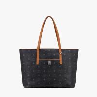 MCM Medium Anya Visetos Shopper Tote In Black image 1