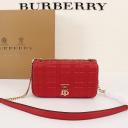 Burberry Small Quilted Lambskin Lola Bag In Red logo
