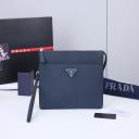 Prada 2VF032 Saffiano Leather Pouch Blue logo