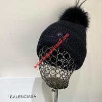 Balenciaga Rabbit Fur Knitted Hat In Black image 1
