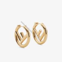 F is Fendi Small Hoop Earrings In Metal Gold image 1