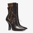 Fendi Rockoko Heel Ankle Boots In Leather with FF logo