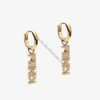 Fendi Signature Earrings In Crystal Metal Gold image 1