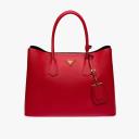Prada 1BG756 Saffiano Leather Double Bag In Red logo
