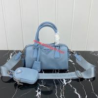 Prada 1BA846 Saffiano Leather Tote Bag In Blue image 1