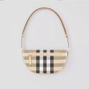 Burberry Small Check Canvas And Olympia Bag Beige logo